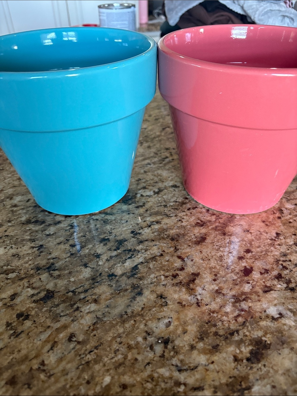 Glossy Ceramic Flower Pots - Teal & Coral Set